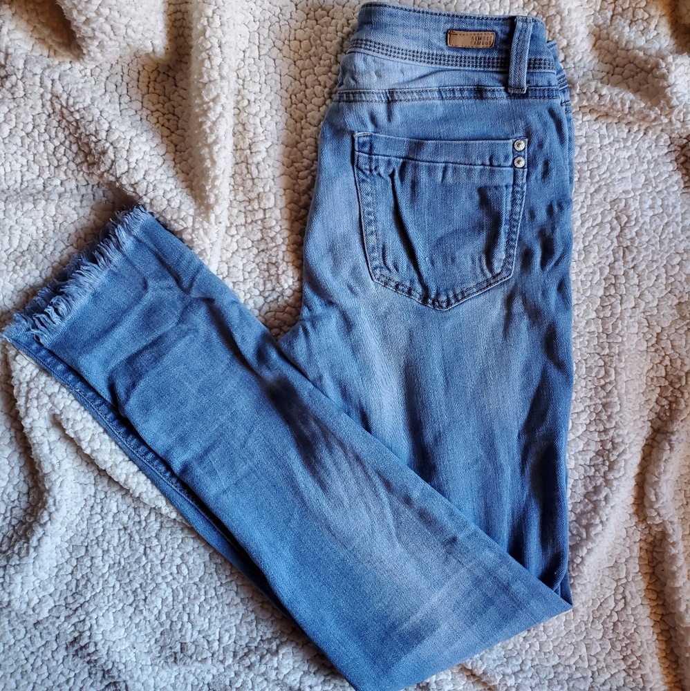 Almost Famous Mid Rise Distressed Jeans